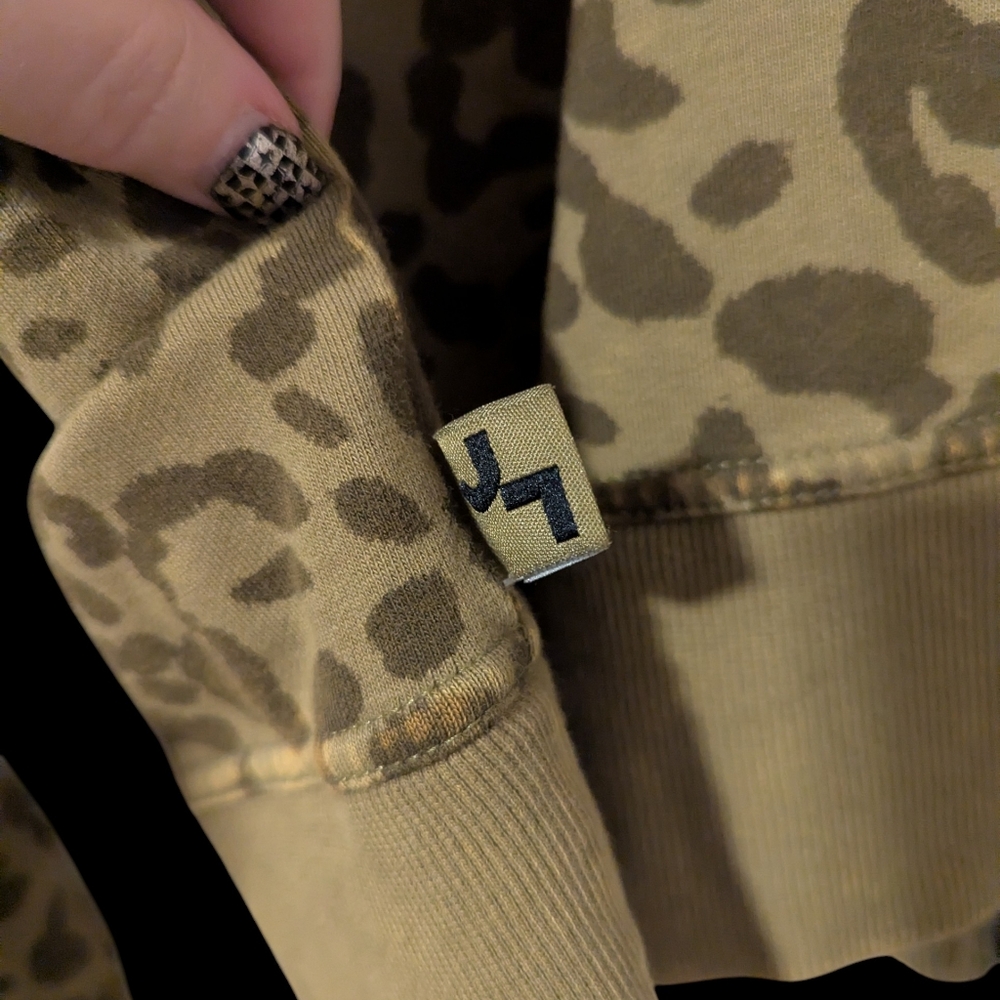 Size Large JoyLab Acid Wash Leopard Print Hoodie - Picture 5 of 5
